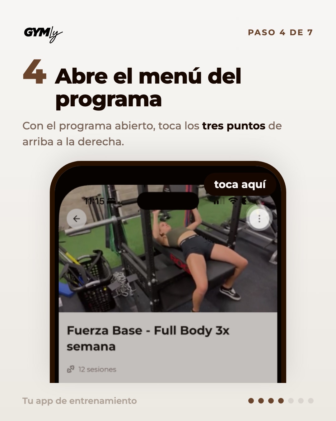 Abre el menú del programa. Con el programa abierto, toca los tres puntos de arriba a la derecha.