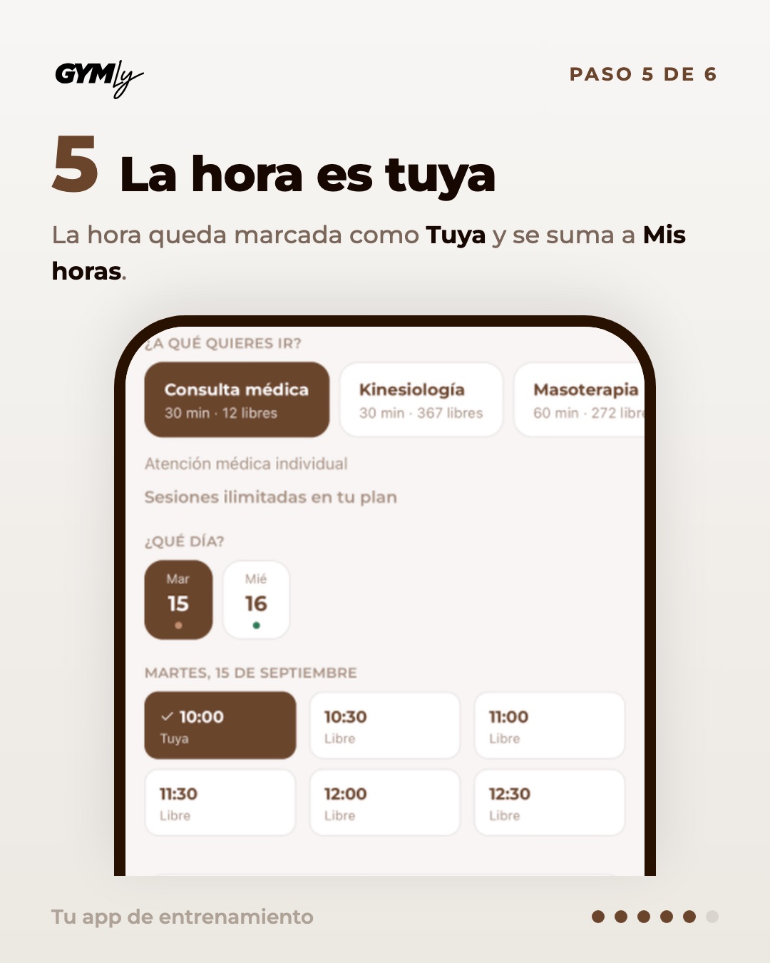 La hora es tuya. La hora queda marcada como Tuya y se suma a Mis horas.