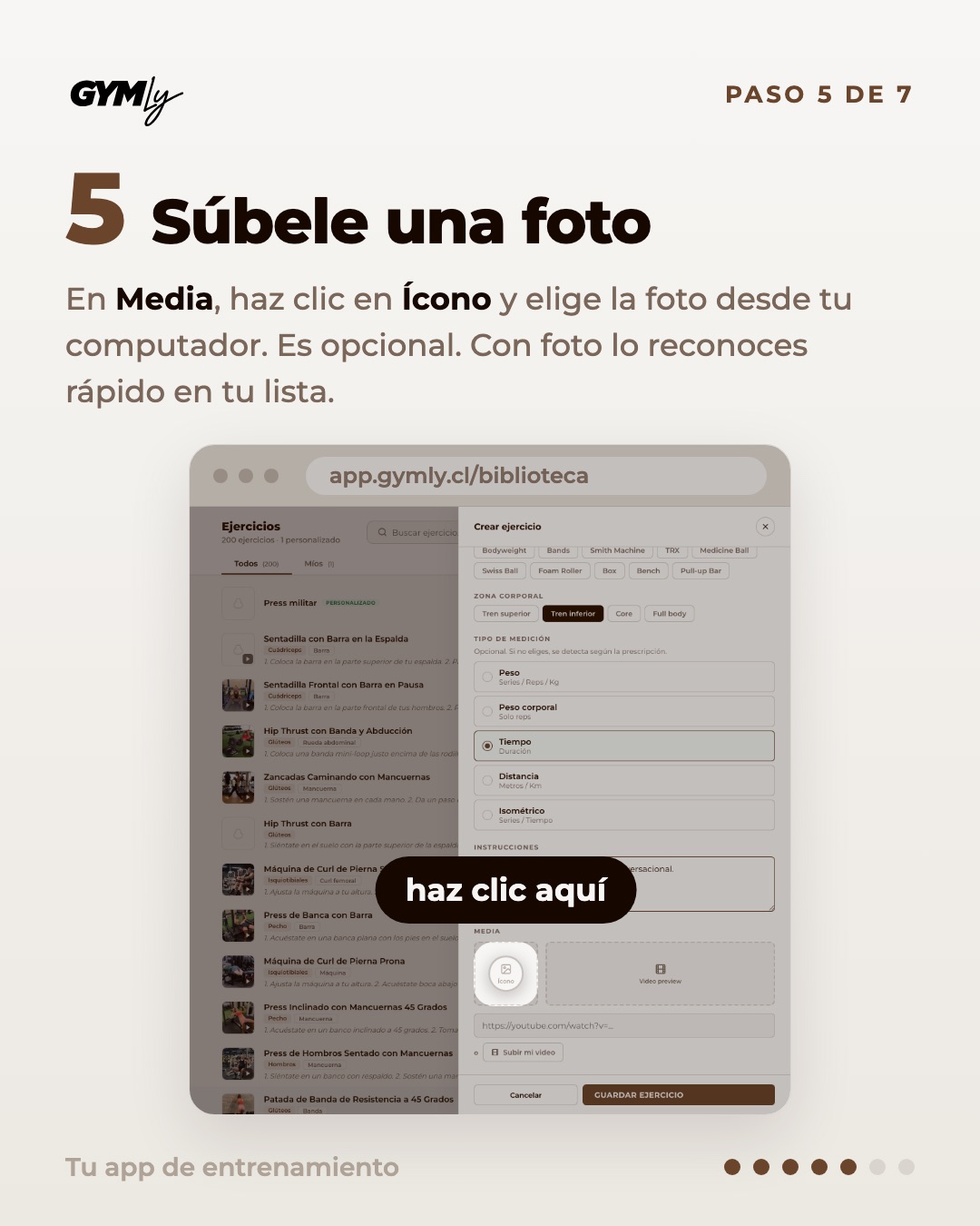 Súbele una foto. En Media, haz clic en Ícono y elige la foto desde tu computador. Es opcional. Con foto lo reconoces rápido en tu lista.